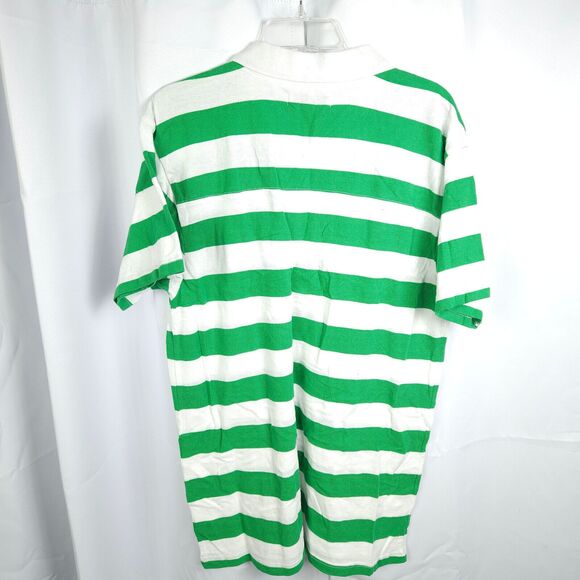 NWOT Five Four Club Mens XL Green White Striped Short Sleeve Polo Shirt - Picture 3 of 7